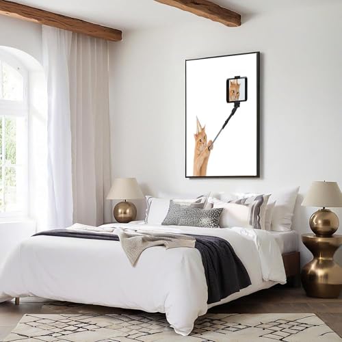 Pintura artística de gato en 3D: lienzo moderno naranja de 60x90cm 3
