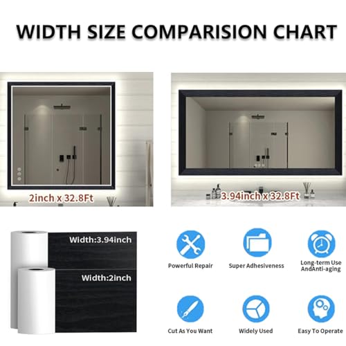 image for DESOMINOR 32FT Black Border Peel &Stick Black Wood Grain Wallpaper Bor