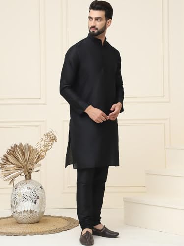 Image of SOJANYA Men's Dupion Silk Solid (Since 1958 Kurta Set & Churidaar Pyjama
