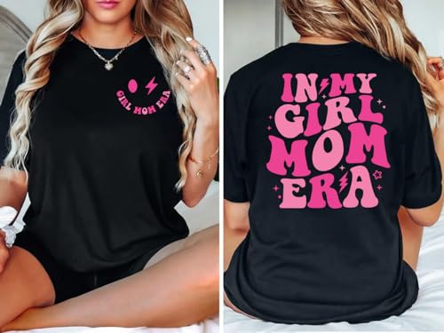 Oversized Girl Mom T-Shirt Women in My Girl Mom Era Shirt Funny Letter Print Mama Tshirt Casual Short Sleeve Tops4