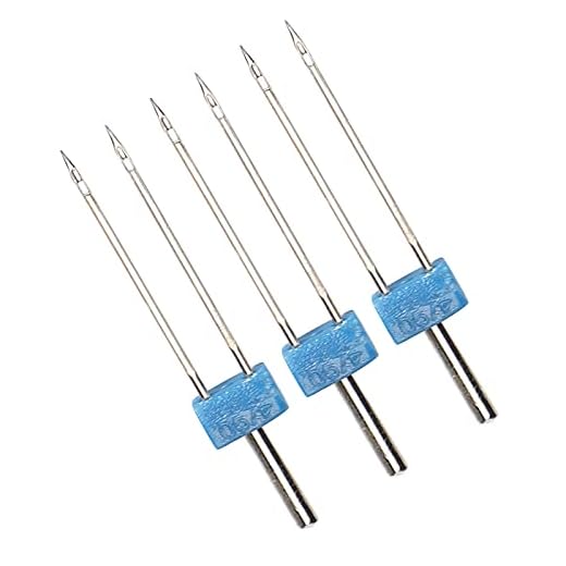 Aguja para Máquina de Coser, Agujas Gemelas de Máquina Coser Agujas Dobles Agujas Gemelas de Estiramiento Enhebrado Y Enganche de Puntadas para Máquinas de Coser(Aguja Doble 4mm-3 Piezas/Bolsa)