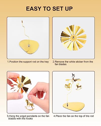 Carousel Spinning Candle Holder, Pillar Candle Holder With Tray For Party Decor And Gift Idea For Christmas, Valentine's Day, Weddings, Thanksgiving, Birthdays, New Year Or Family Gathering #TOP2