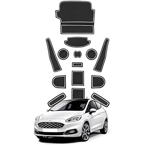 SHAOHAO (14pcs) Car Center Console Slot Mats for Fiesta MK8 2017+ Anti Dust Cup Mat interior by Liner Cover