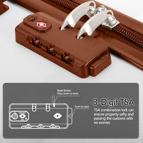 Image of AnyZip Luggage PC ABS Hardside Lightweight Suitcase with 4 Universal Wheels TSA Lock 20 24 28 Inch, White Brown, 5 piece set, Fashion