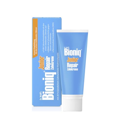 Bioniq® Junior Repair-Zahncreme - 65ml - mit 20% künstlichem Zahnschmelz (Hydroxylapatit) für Kinder ab dem Zahnwechsel - repariert mikrofeine Defekte - ohne Fluorid