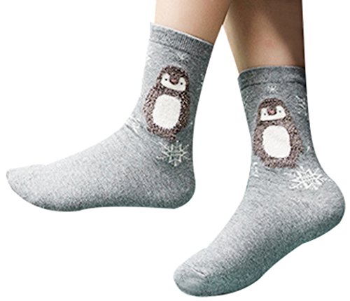 Lovful 2 Pairs Women's Animal Pattern Casual Cotton Socks,Grey3
