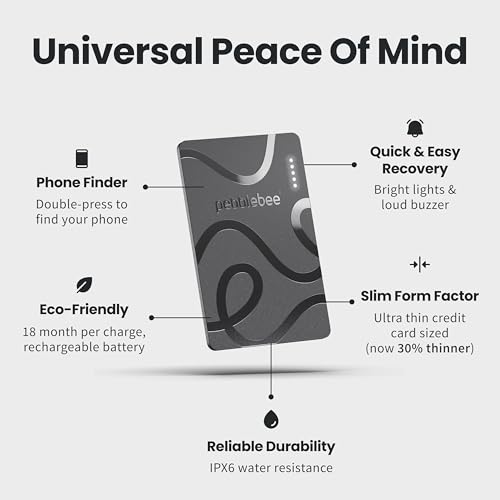 Image of Pebblebee Card 5 | Rechargeable Bluetooth Wallet Tracker Card | Thin Eco-Friendly Alternative Tracking Card to Air Tag & Android Tracker | 18-Month Battery | Inbuilt Link Scan-to-Return & Phone Finder