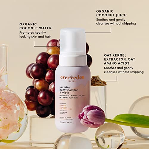 Evereden Foaming Baby Shampoo And Body Wash For Newborn 8.5 Fl Oz. | Clean And Unscented Baby Care | Natural And Plant Based | Non-Toxic And Fragrance Free #TOP1
