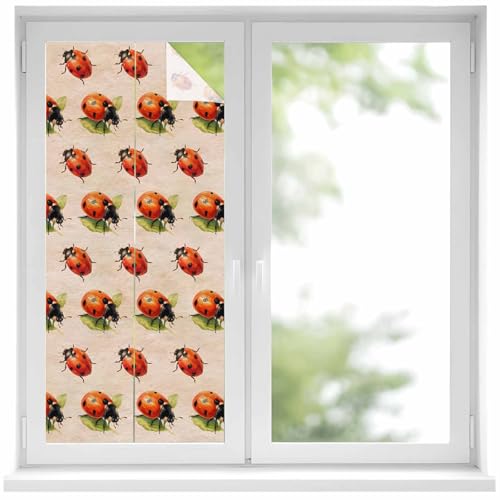 Película para ventana con mariquitas decorativa Beige 17.7x39.3 pulg miniatura 1
