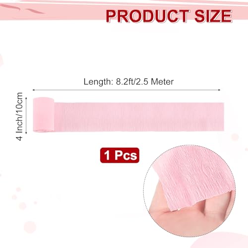 Image of MECCANIXITY Crepe Paper Roll 8.2ft Long 4 Inch Wide for Wedding Ceremony Various Large Festivals Decoration, Light Pink