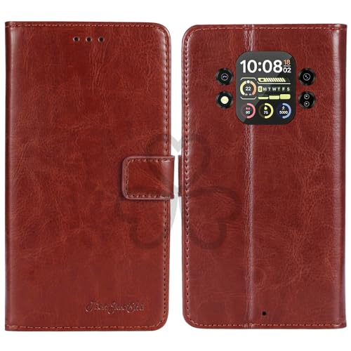 TienJueShi Brown Book Stand Retro Flip Leather Protector Phone Wallet Gel Cover Etui TPU Silicone Case For Blackview Rock 1 6.56