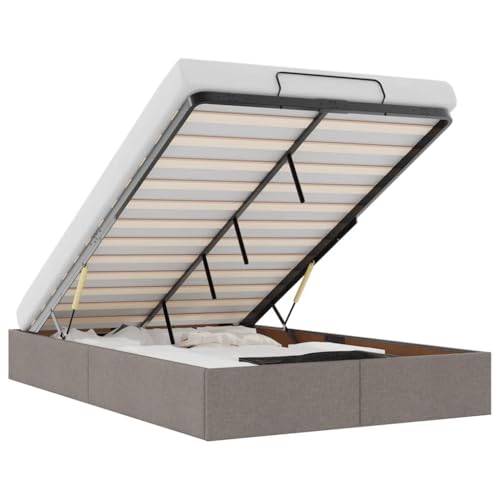 Vidaxl Struttura Letto Pouf Senza Materasso Tortora 120X190 Cm Tessuto, Struttura Letto, Struttura Letto Poottomana, Struttura Letto Contenitore Sotto Il Letto