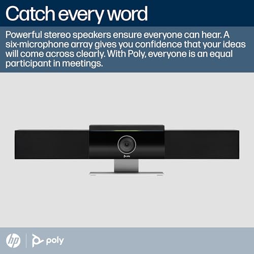 Poly Studio 4K USB Video Conference System (Plantronics) - Camera, Microphone, & Speaker Bar for Small & Medium Conference Rooms - Auto Framing & Tracking - Teams/Zoom Certified - Amazon Exclusive