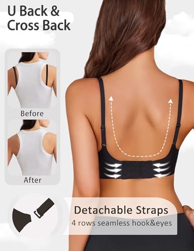 Image of Avidlove Bras for Women No Underwire Seamless Push Up Bra Wireless Soft Bralettes Scalloped Full Coverage Everyday Bra