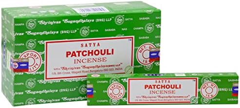 EARTH Satya Patchouli Incense Sticks 15 GMS (Pack of 12) (Green Certified) Indian Perfumed Hand Rolled Agarbatti Perfect for Worship,Relaxation, Medication.