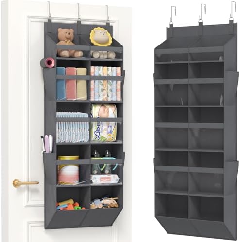 Lifewit 5-stufiger Tür Organizer mit 10 Fächern, Grau, 131 cm(H) | klar Fenster Hängeorganizer mit 4 Seitentaschen, Hängeaufbewahrung für Kleiderschrank, Schlafzimmer, Wohnheim, Ba
