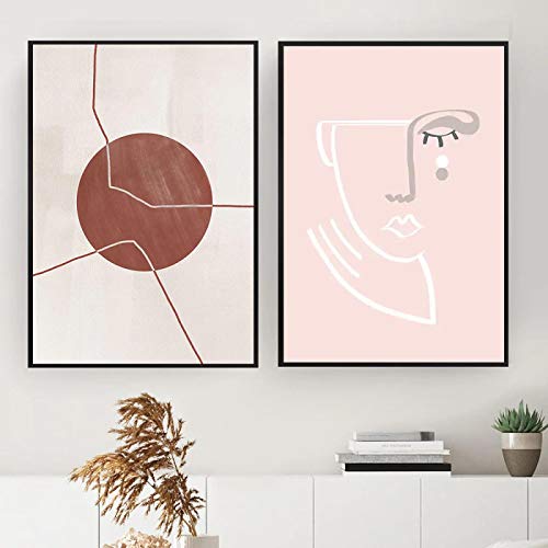 Cartel nórdico de arte lineal abstracto: juego de 2 lienzos modernos de 40x60cm sin marco