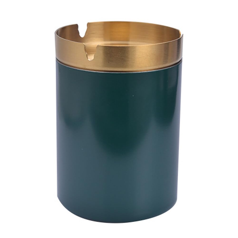 Stainless Steel Ashtray with Cover Windproof Car Ashtray Travel Home Office KTV Cigarette Butt Confetti Storage Box Detachable Funnel Design Smokeless Anti-Fly Ash Cigar Ashtray (Green)