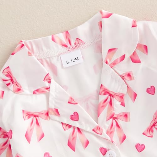 Toddler Kids Girl Valentine's Day Pajamas Set Love Heart Long Sleeve Button Shirts Tops Pants 2Pcs Pjs Loungewear4