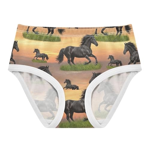 Cotton Toddler Underwear Floral Black Horses Grass Sunset Panties Little Girl Colorful Briefs Undies Kids 2t