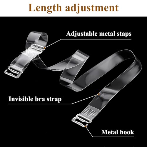 3 Pairs Elastic Invisible Clear Bra Straps for Women, 15 Mm Non-Slip Adjustable Thin TPU Transparent Bra Shoulder Straps Replacement for Women Girls Strapless Bras3
