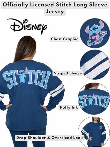 Disney Stitch Womens Long Sleeve Jersey Oversized Crewneck Shirt3