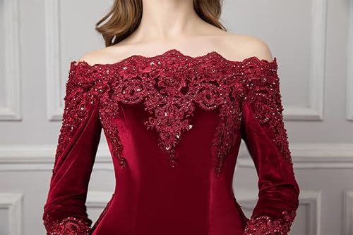 LEJY Velvet Evening Gown Off The Wedding Dress With Detachable Train4