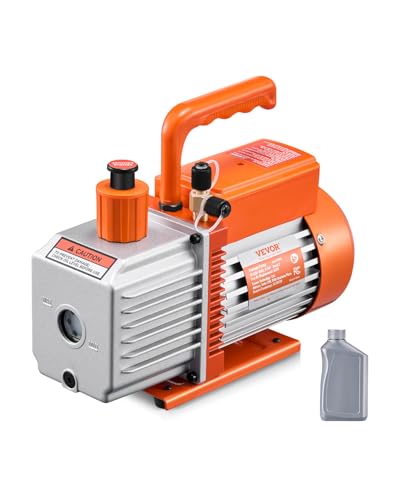 VEVOR Bomba de Vacío 6 CFM de Paletas Rotativas de Doble Etapa con Botella de Aceite para Sistemas HVAC, Bomba de Vacío para Mantenimiento de Aire Acondicionado Automotriz, Desgasificación de Resina