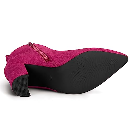 Allegra K Allegra K Women's Zipper Block Heels Hot Pink Ankle Boots 8 M US