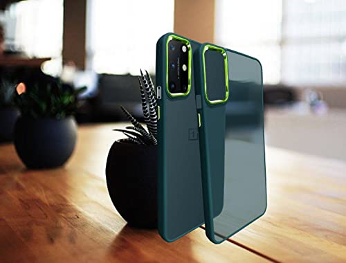 Image of A rtistque Frosted Translucent Back Cover Case for Oneplus 8T | Electroplated Chrome Ring | Raised Camera Edges for Protection | Smooth Sides TPU - Green