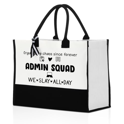 ZXAZXA Admin Squad Tote Bags for Women Administrative Assistant Appreciation Admin Professional Day Thank You Gift for Admin Squad Tote Bag for Work Grocery Shopping Beach