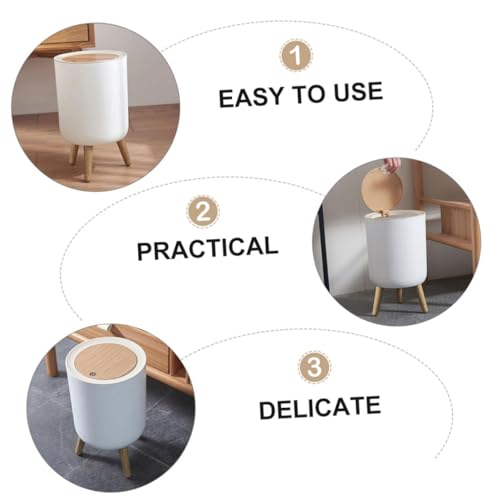 Caneca de basura rectangular blanca de plástico Garneck 7 L miniatura 3