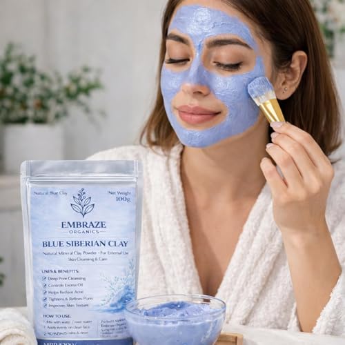 Image of Natural Blue Siberian Clay Powder for Face Pack | Deep Cleansing, Oil Control & Acne Care | Helps Tighten Pores & Improve Skin Texture (100g)