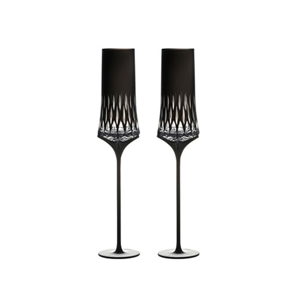 Flûtes à champagne Flûte à champagne sur pied en cristal, lot de 2 verres à champagne noirs, capacité de 150 ml for fiançailles et mariage Verres à champagne