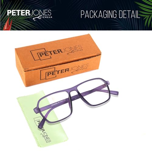 Image of Peter Jones Purple Square Unisex Medium Sleek Optical Frame with Anti Glare Lenses (AG216PL)