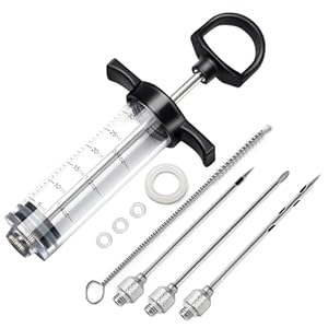 TGE-V Fleisch-Injektor, Fleisch-Injektoren zum Rauchen, Fleischspritze, mit 2 Marinaden-Injektor-Nadeln, Injektor-Marinen für Fleisch, Truthahn, Huhn, 28 ml