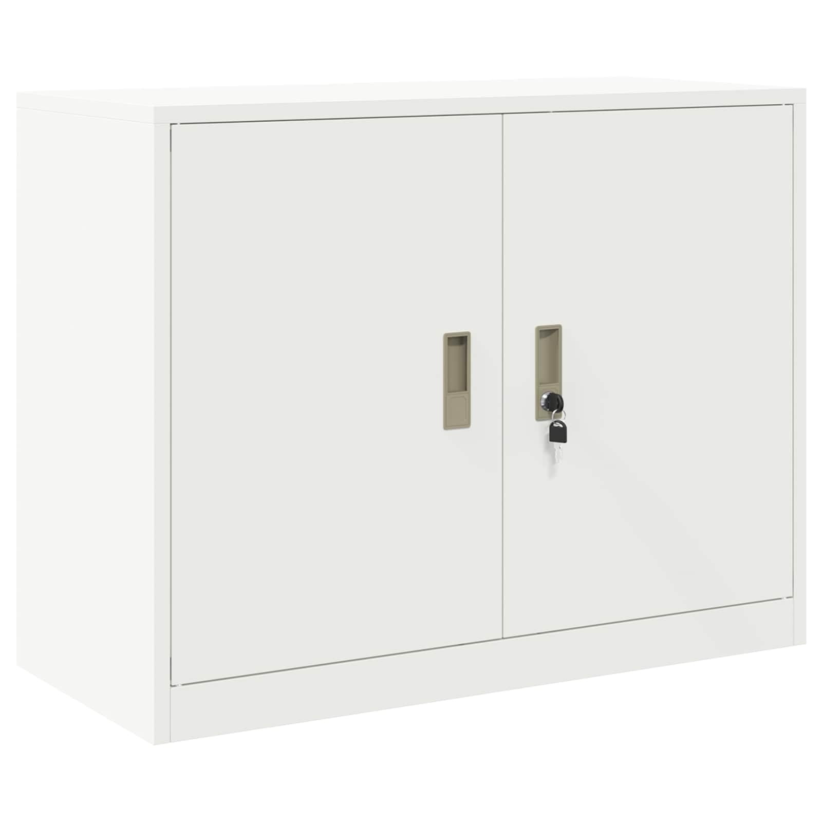 Armadietto in acciaio 90 x 40 x 70 cm, armadietto in metallo con serratura, bianco, cassettiera per ufficio