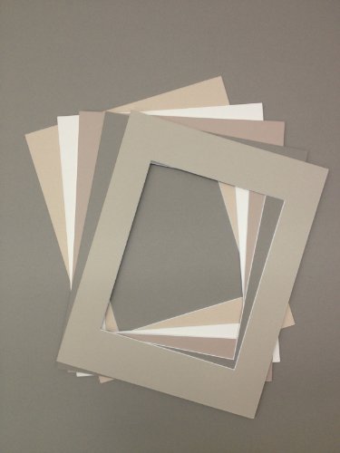 Pack of 5 18x24 Picture Mats, 5 Beige Colors, with White Core Bevel Cut for 13x19 Pictures