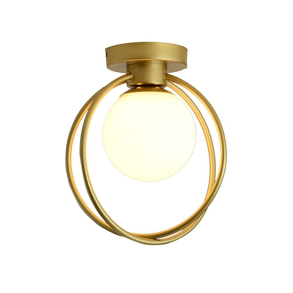 XHJL Semi Flush Ceiling Lights Modern Ceiling Lamp 3-Color Light Frosted Glass Shade Hallway Lighting Creative Mini Chandelier for Bedroom,Porch,Entryway, Kitchen (Gold)