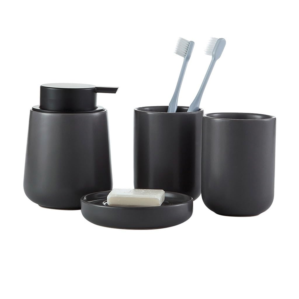 Ensemble d'accessoires salle de bain céramique grise 4 pièces rustiques