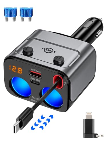 Amazon.co.jp: 186W シガーソケット 2連 車 充電器 増設 【180W 5台
