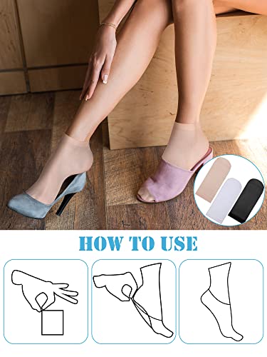 Sintege 600 Pieces Disposable Foot Socks for Trying on Boots Shoes, Ankle High Nylon Footies for Women, Disposable Non Slip Socks for Guest, Black, White, Beige4