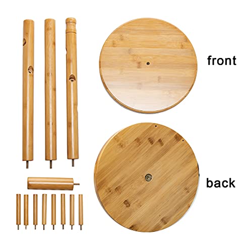 Maydear Bamboo Coat Rack, Floor Standing Wooden Coat Rack Tree With Solid Round Base, Freestanding Coat Rack With 3 Sections 8 Hooks, For Hallway Entryway Of Living Room, Bedroom & Office #TOP2