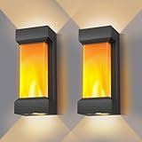AmazeFun 17W Außenlampe Wand Flammen Wandleuchte - Up and Down Leuchten Aussen, IP65 Außenleuchte Aussenlampe Wand, 3000K Warmweiß, Aussenleuchte Aussenbeleuchtung für Hauswand Terrasse, 2 Stück