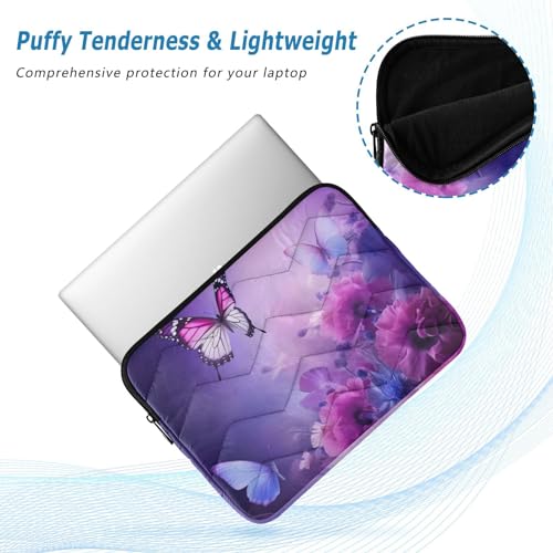 Funda para portátil con flores moradas y mariposas 13-14 pulgadas miniatura 5