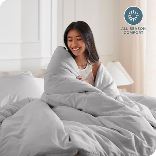 Image of Viewstar Premium Cotton Duvet Cover, Single Size 60x90 Inches, 300 Thread Count, Ultra-Soft, Wrinkle-Free, Cotton-Quilt /Comforter Zipper Cover (Light Grey)
