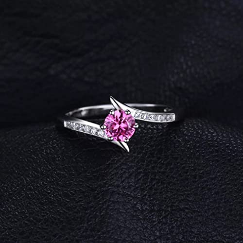 Pink sapphire 925 sterling silver solitaire bague mariage haut éclat - 3