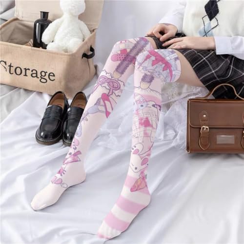 2 Pairs Premium Kawaii Lolita Cute Tights for Women with Animal Designs Sheer Knee-high Stockings Pantyhose3