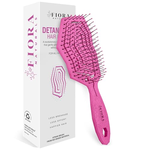 Fiora Naturals Hair Detangling Brush -100% Bio-Friendly Detangler hair brush w/Ultra-soft Bristles- Glide Through Tangles with Ease – For Curly, Stright, Women, Men, Kids, Toddlers, Wet and Dry Hair