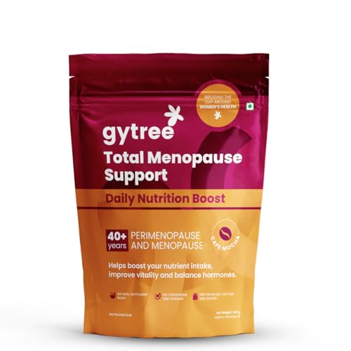 Image of Gytree Menopause Protein Powder for women 40+,50+ | Vegan Dual Plant-Based Protein | 26 gram per serving of Pea & Brown Rice Protein | Helps Reduce Bloating, Cafe Mocha Flavor (500g)